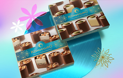 Комильфо® Весна 2021: дизайн упаковки шоколадных конфет. Разработка дизайна упаковки