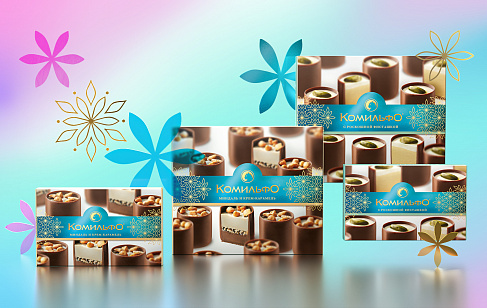 Комильфо® Весна 2021: дизайн упаковки шоколадных конфет. Разработка дизайна упаковки