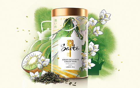 Saito Asian Exclusive Collection: креативная идея и визуальный стиль бренда чая. Разработка дизайна упаковки