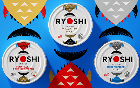Ryoshi: позиционирование и визуальная система для бренда рыбных консервов. Разработка дизайна упаковки