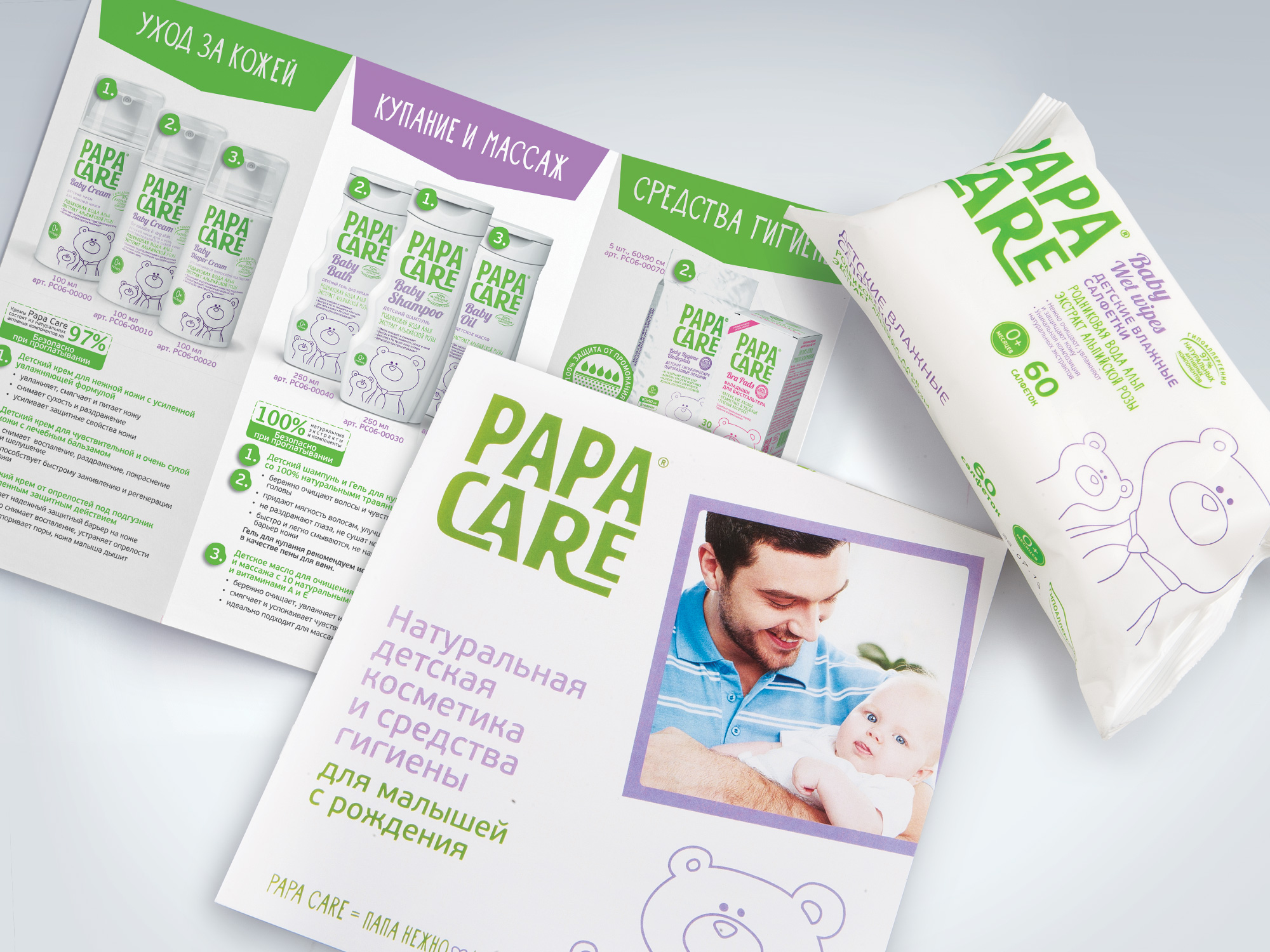 Papa Care, детская косметика, разработка бренда, дизайн упаковки, брендбук, fmcg-бренд, брендинговое агентство, Depot WPF, Биогард, разработка дизайна