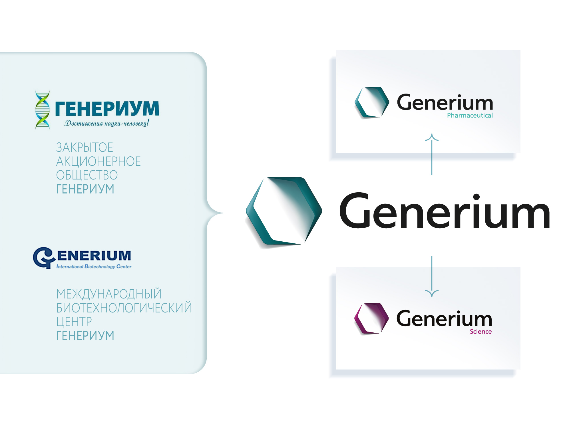 Generium, Генериум, ребрендинг, айдентика, фирменный стиль, логотип, брендбук, биотехнологии, медицина, брендинговое агентство Depot WPF