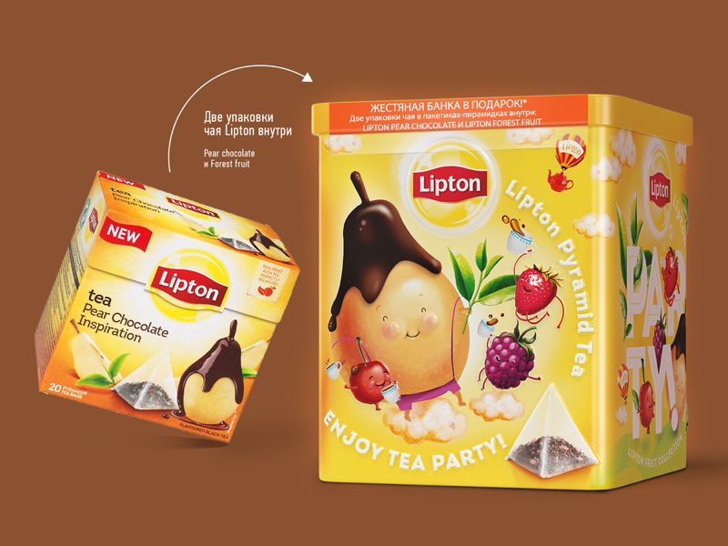 lipton tea pear chocolate inspiration, limited edition, packaging design, чай Липтон, ограниченная серия, дизайн упаковки, промо-упаковка, Юнилевер, Unilever, брендинговое агентство Depot WPF