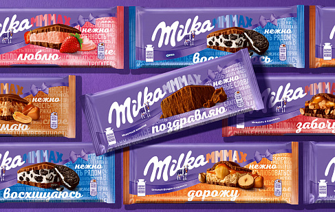 Milka: разработка дизайна упаковки шоколада для промоакции «Скажи нежнее»
