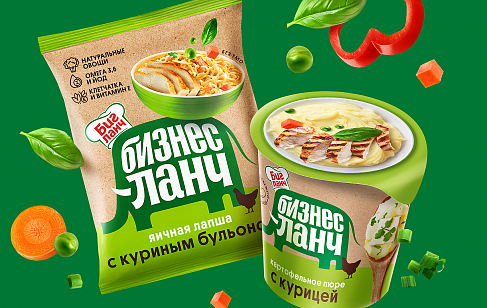 Бизнес ланч: маскот, дизайн сайта и упаковки лапши быстрого приготовления. Разработка дизайна упаковки